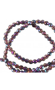 Faceted glass beads 2mm round Purple ab coating